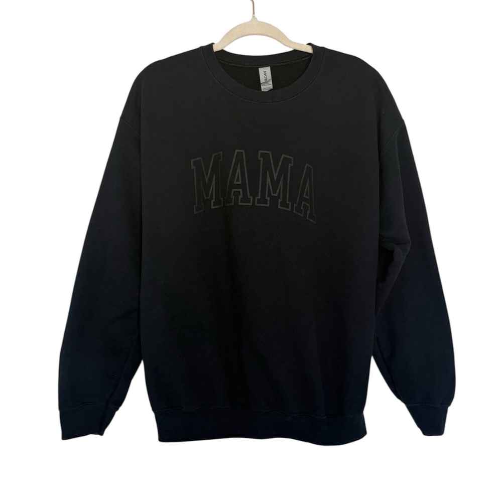 Black MAMA Crewneck Sweatshirt Black Cozy Womens Large